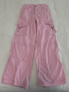 Aerie Light Pink Cargo Wide-Leg Pants